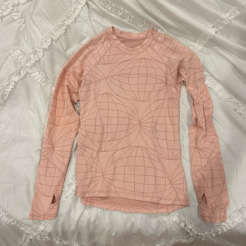 lululemon athletica Pink Fitted Long Sleeve Crew Neck Tee